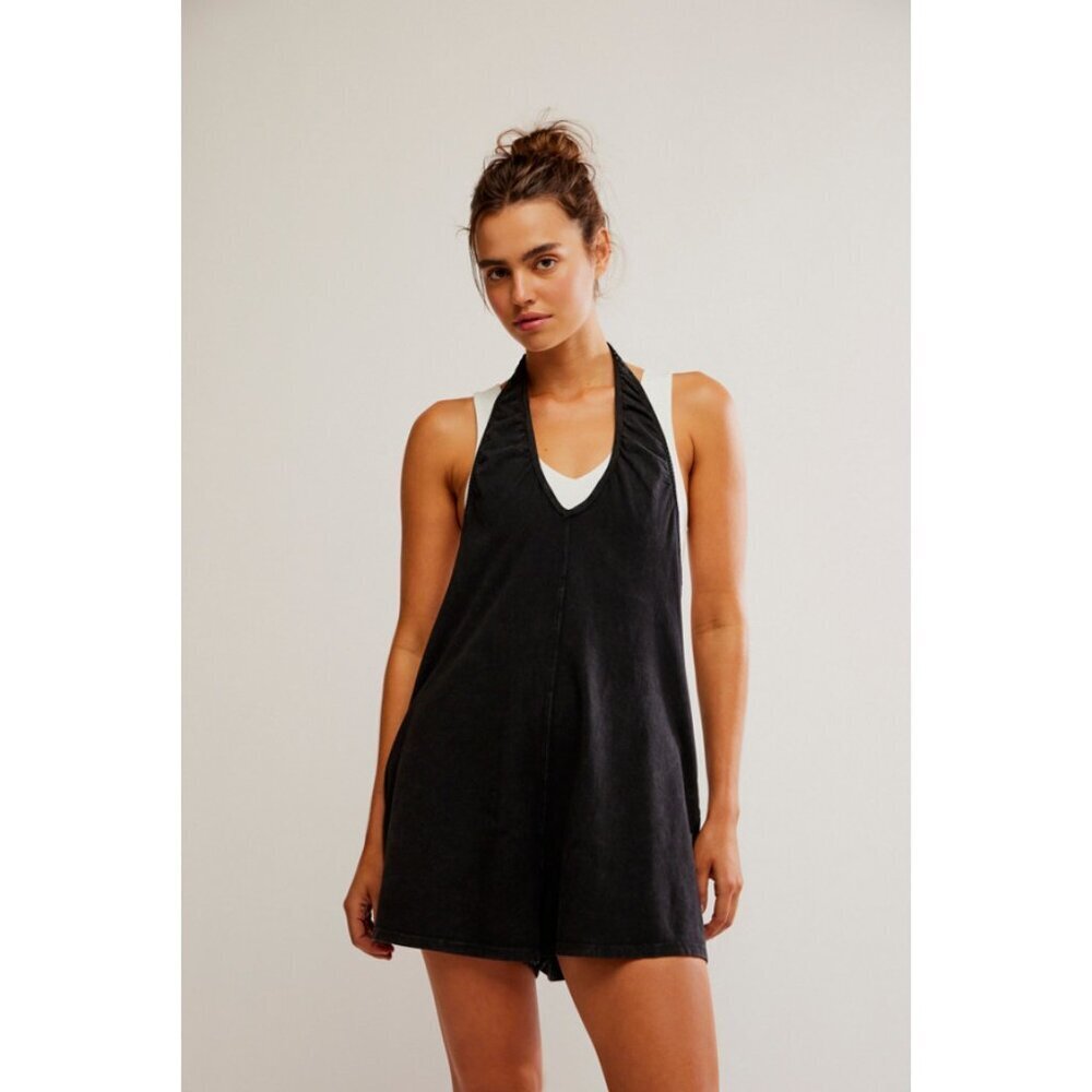 FP Movement by Free People Black Halter Romper